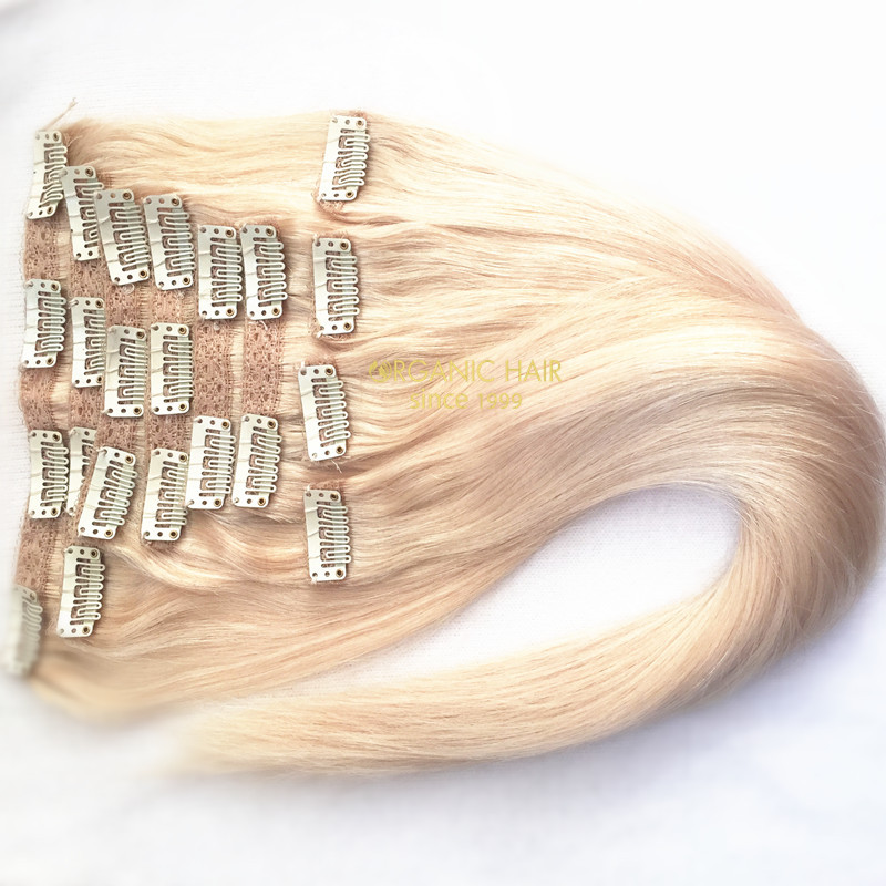 Colored clip in hair extensions 